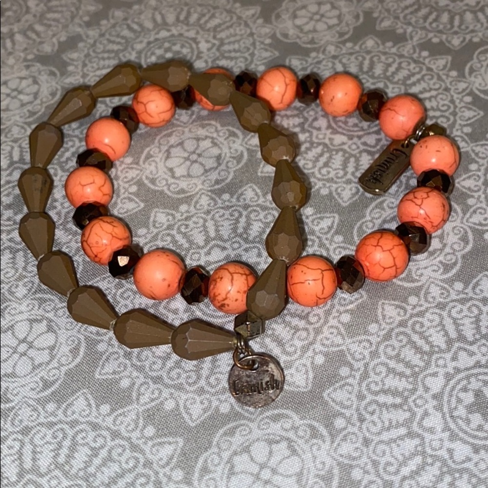 Pink and brown bracelets